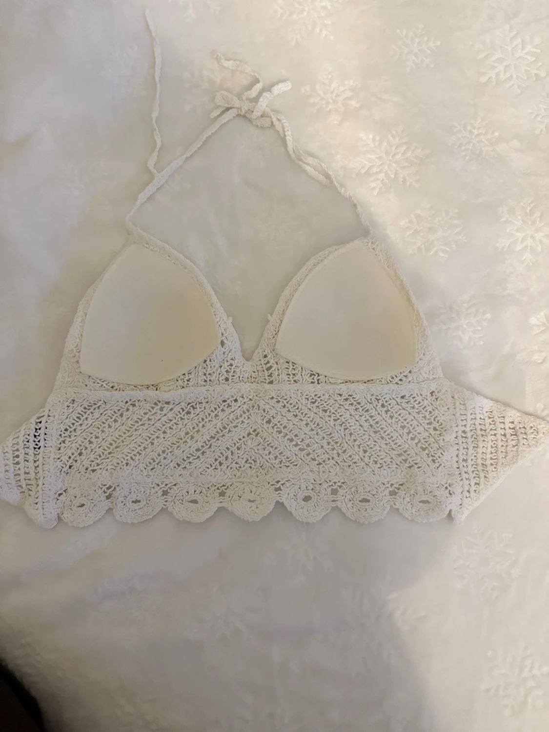 Vit virkad strand topp - 1