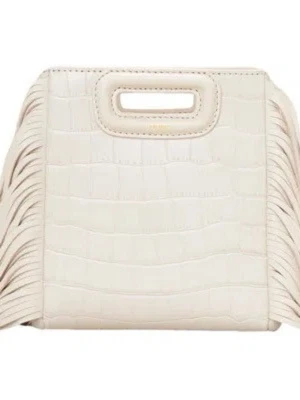 VIT MAJE VÄSKA - Säljer en snygg vit handväska med krokopräglad yta och fransar på sidorna. Väskan har ett inbyggt handtag upptill och axelrem. Perfekt för dig som vill ha en unik accessoar med coola detaljer. Säljer för jag inte använder längre. Det är den stora maje väskan 