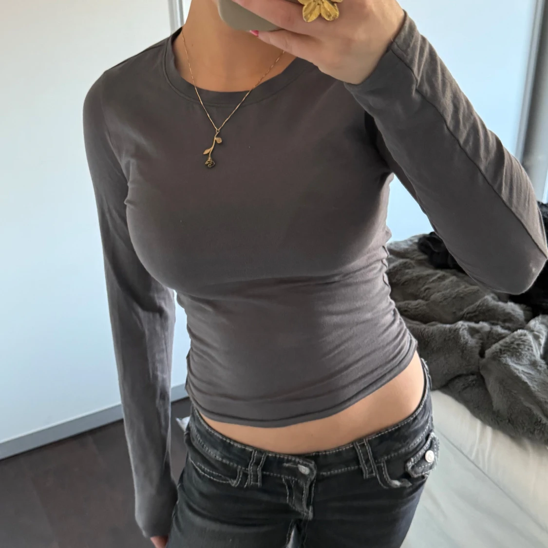 Grå långärmad topp - 1