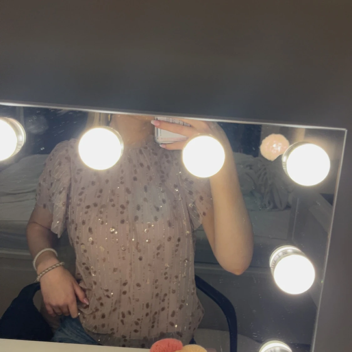 Beige/rosa glittrig blus - 1