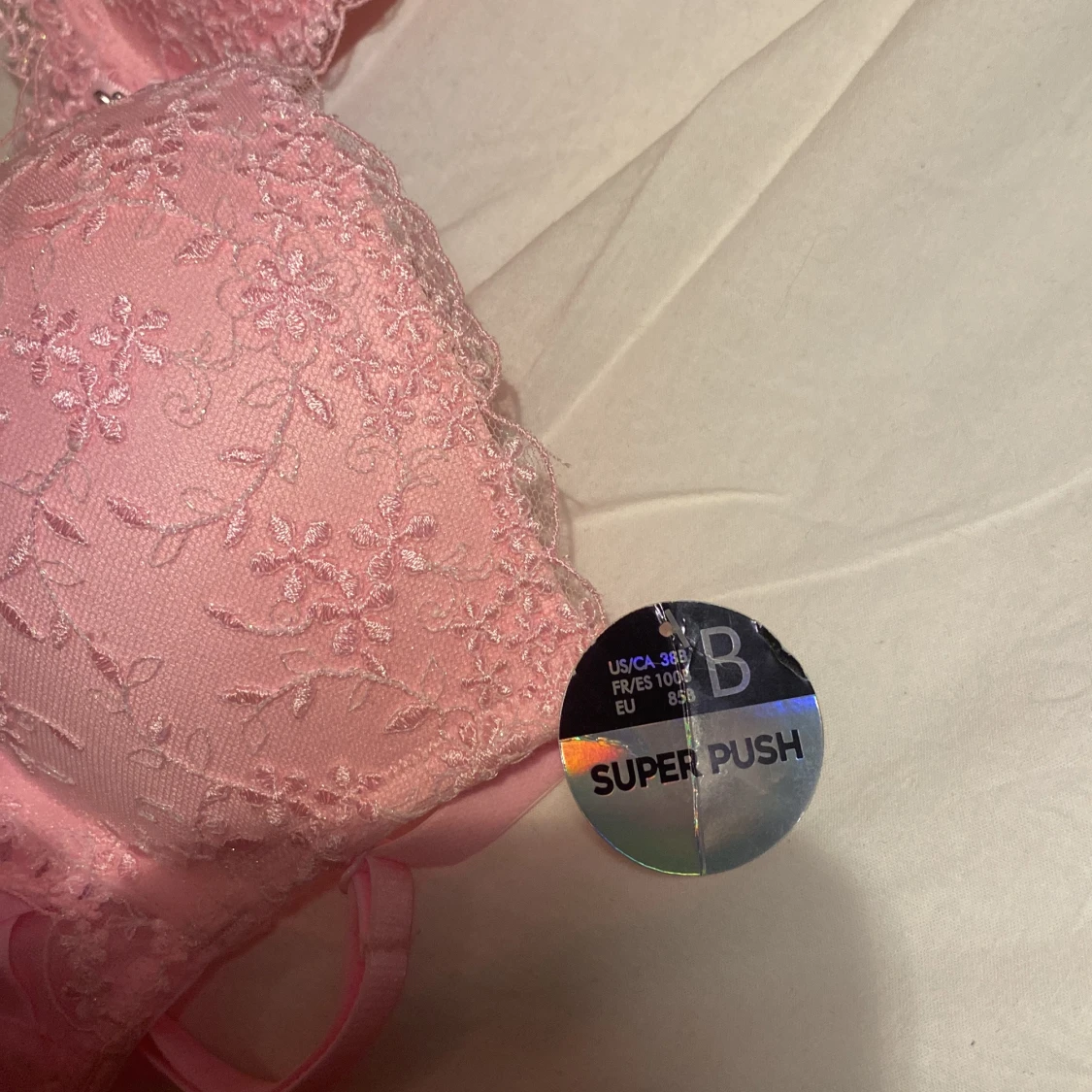 Rosa spets-bh med super push - 92