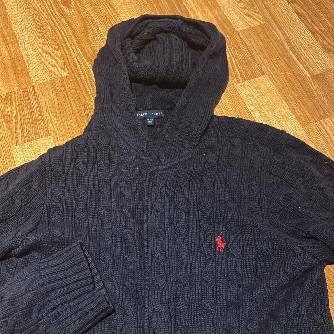 Blå stickad hoodie från Ralph Lauren - 3