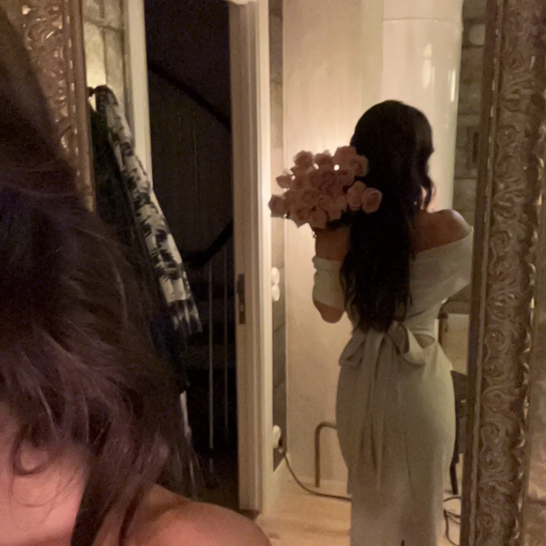 Beige axelbandslös klänning ZARA