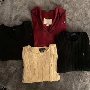 Stickade tröjor- Polo Ralph Lauren/ Bondelid - Dem två svarta är lite äldre annars är alla i god skick och äkta :) Beige, röd, sista svarta i xs. Och första svarta i strl S (250-300 kr styck) ❣️endast svarta till höger är SÅLD❣️