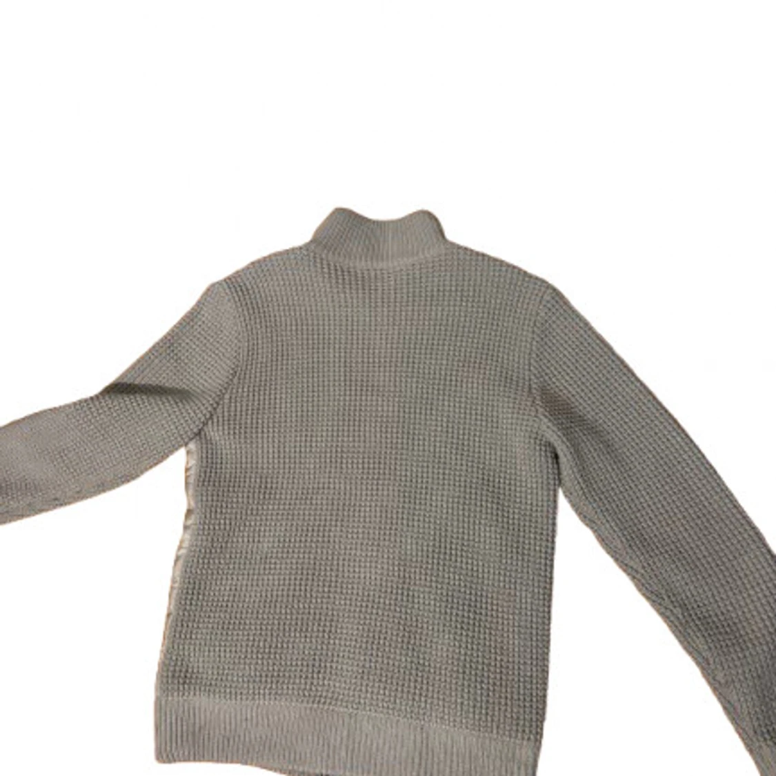 Beige quiltad jacka med stickade ärmar - 1