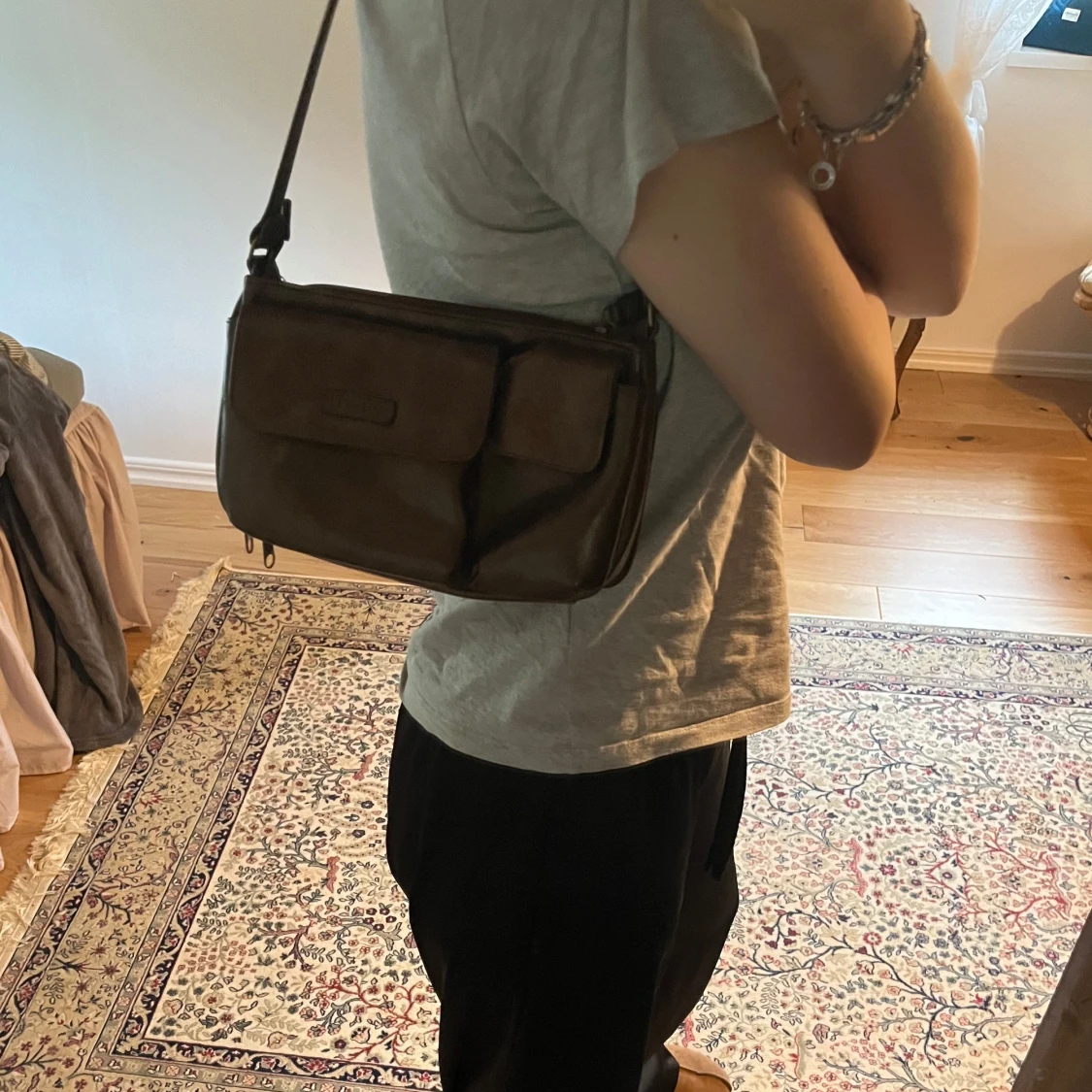 Brun/metallic vintage handväska - 90