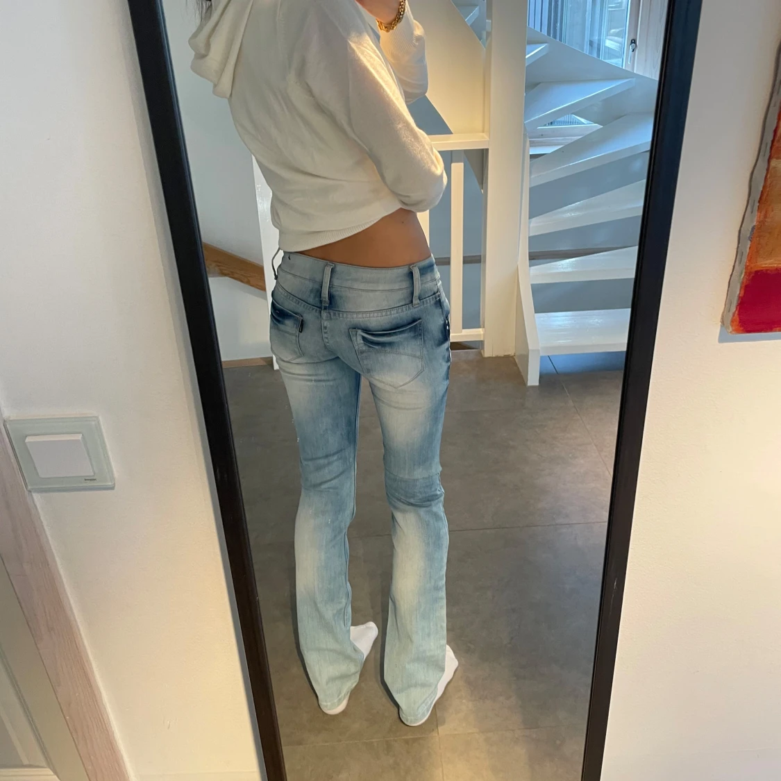 Ljusblå Lågmidjade jeans med bootcut - 3