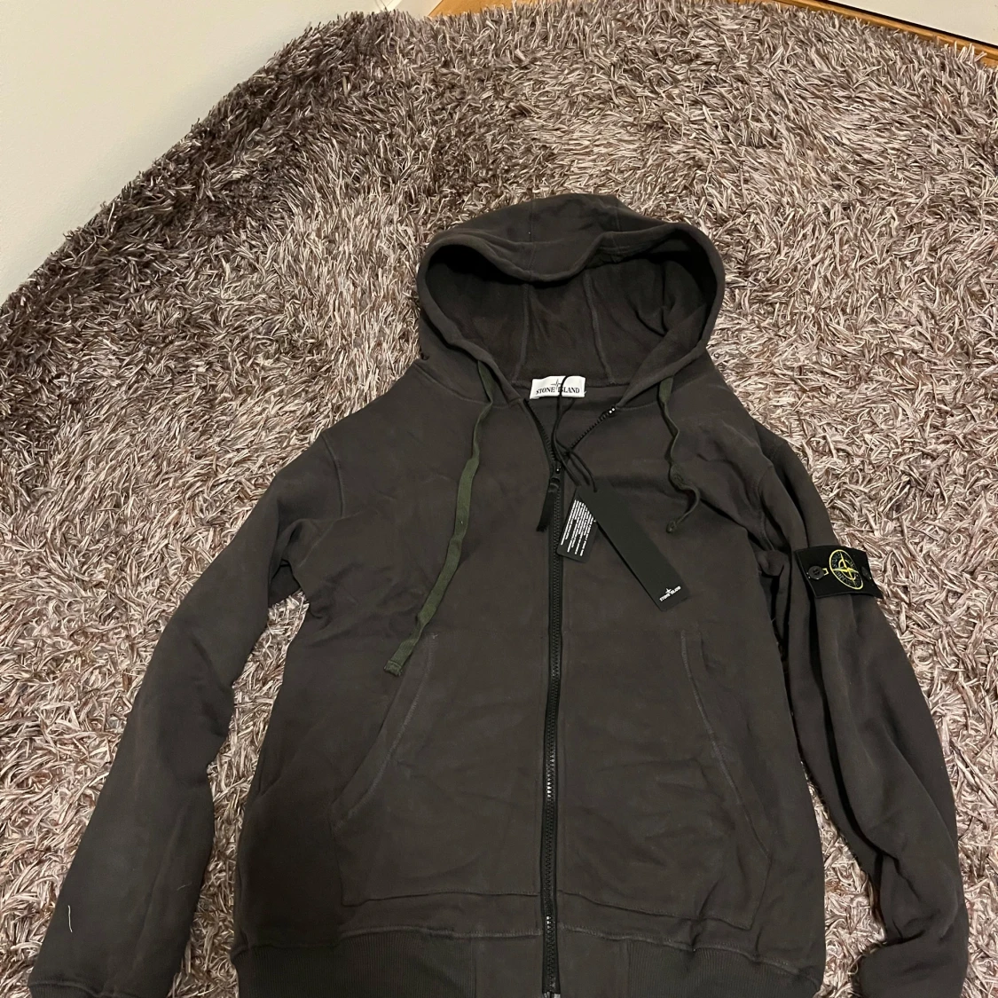 Stone island zip hoodie mörkgrå