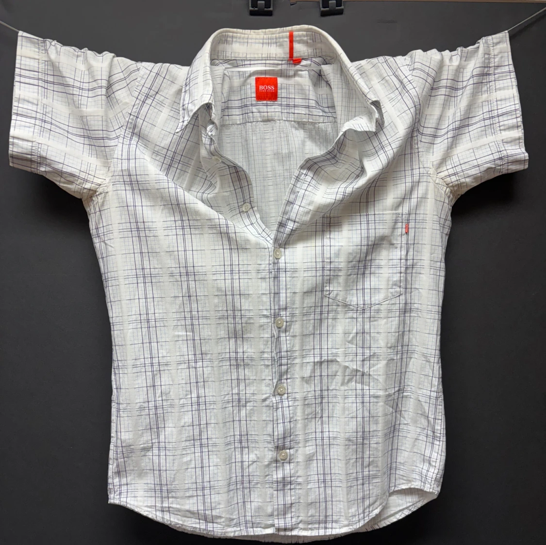 Vit rutig skjorta från Boss