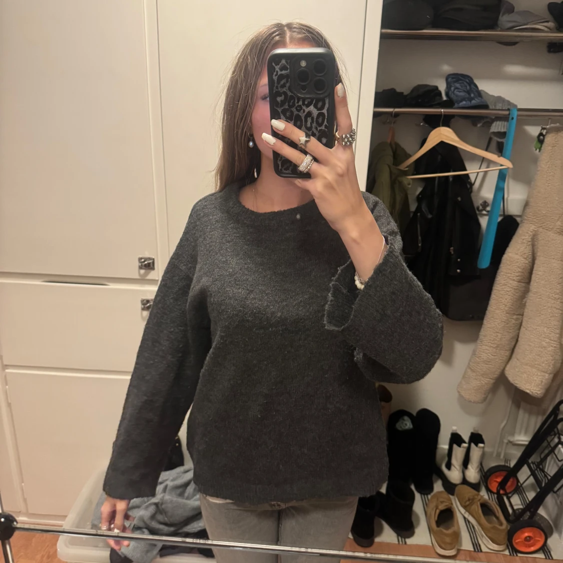 Mörkgrå stickad tröja från 157 - 90