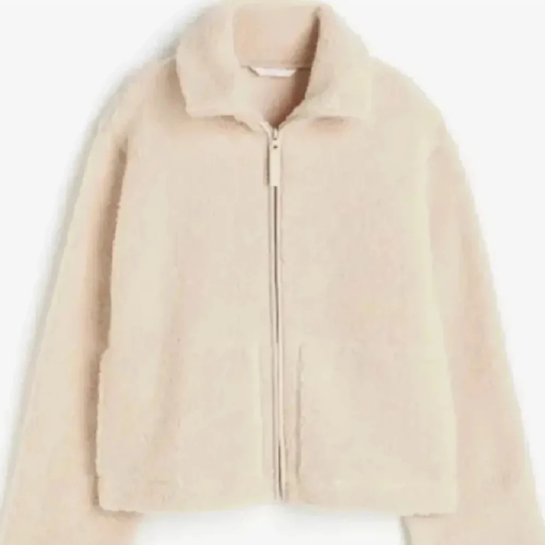 Beige teddyjacka med dragkedja - 90