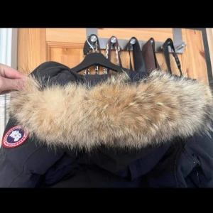 Svart dunjacka från Canada Goose - Säljer en svart dunjacka från Canada Goose med pälsdetalj på huvan. Jackan har en lång passform. Jag är villig diskutera pris vid en smidig och snabb affär. Jackan har precis blivit kemtvättad så den är ren och fräsch.