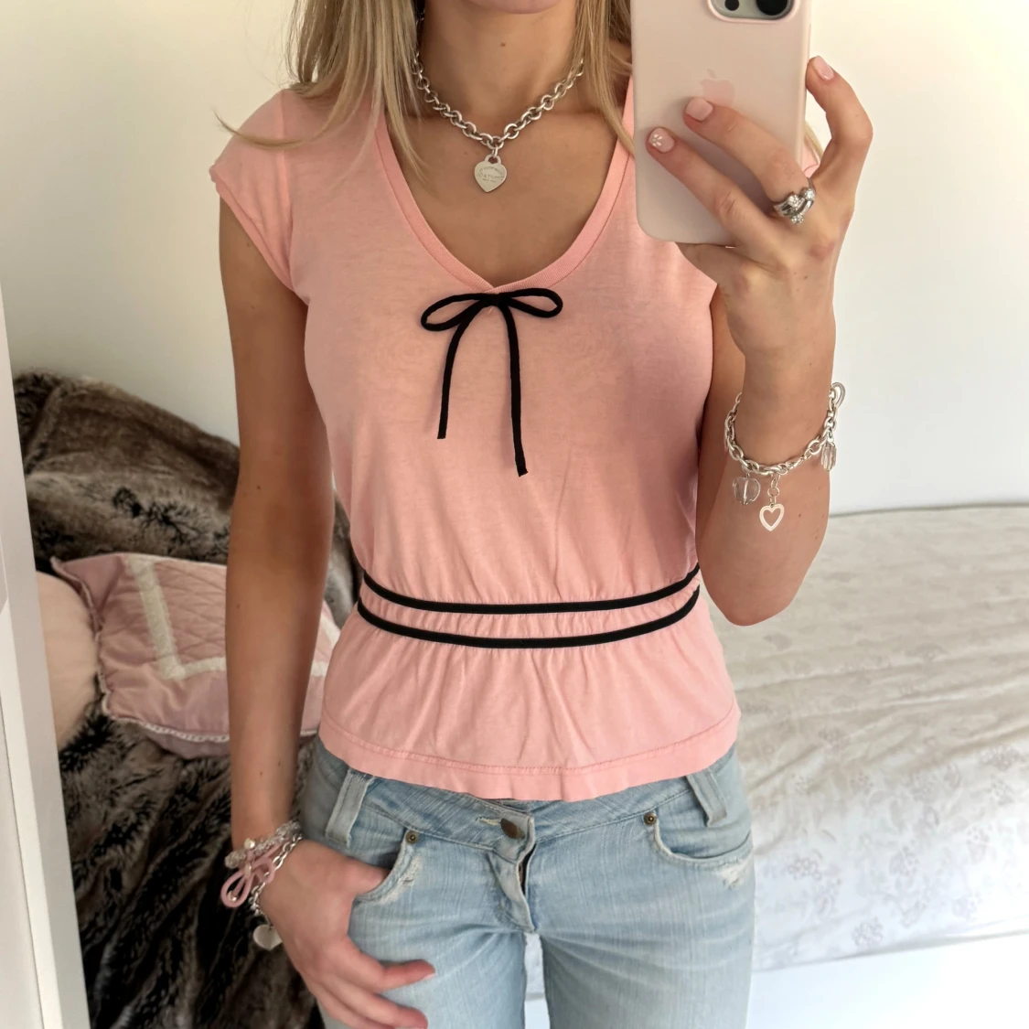 rosa & svart topp - 90