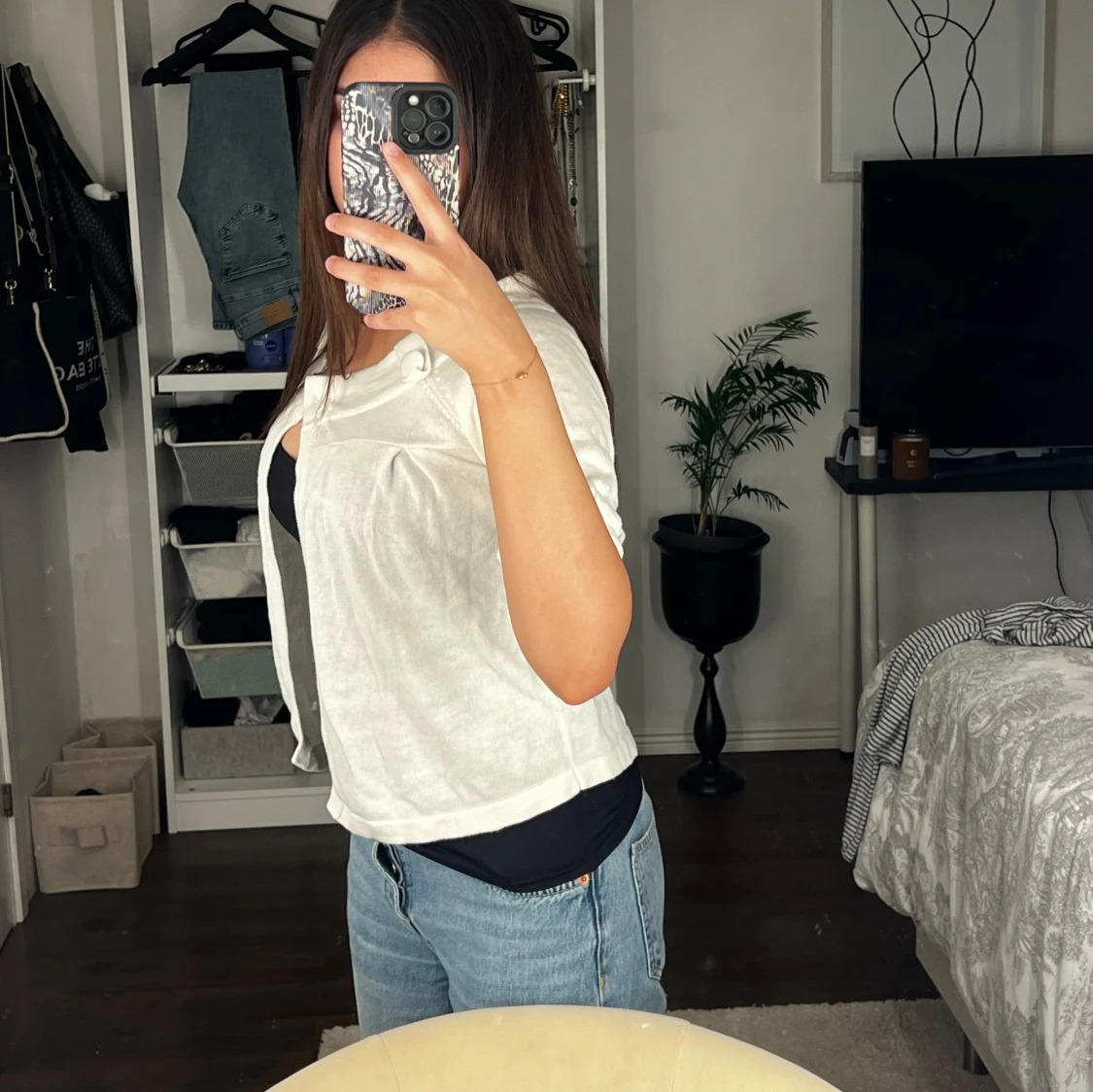 Vit Stickad Kofta - 91