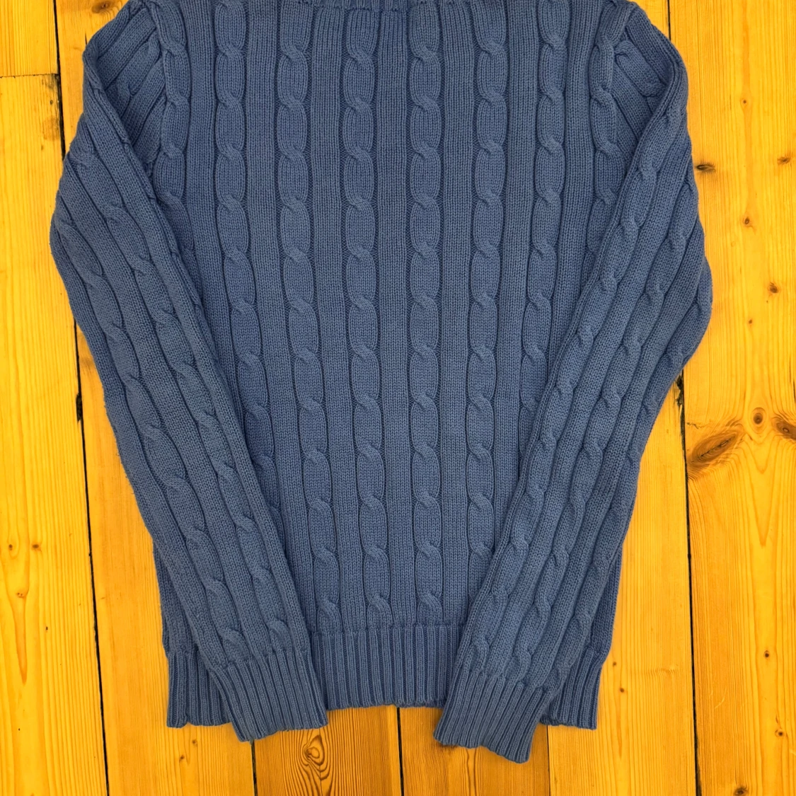 Blå Ralph Lauren kabelstickad tröja  - 1