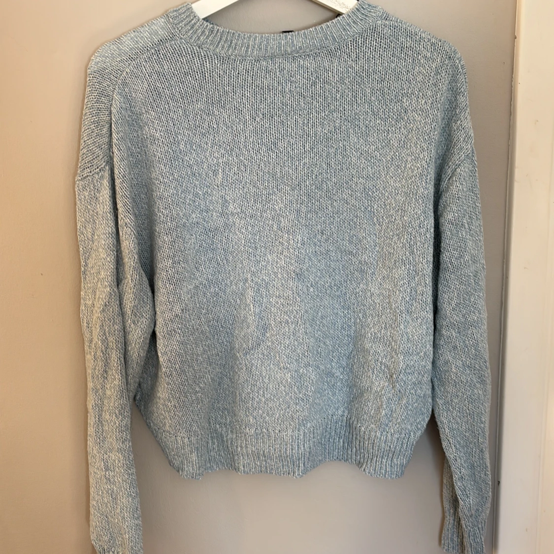 Blå stickad tröja  - 90