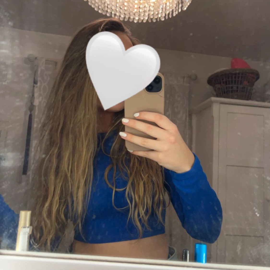 Blå croppad långärmad topp - 2