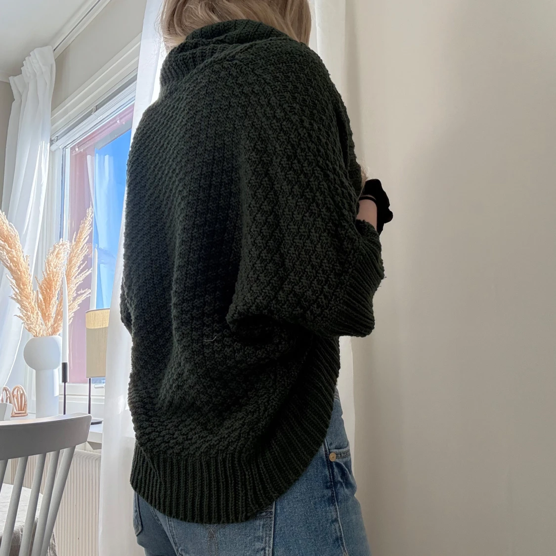 Mörkgrön stickad bolerotopp - 1