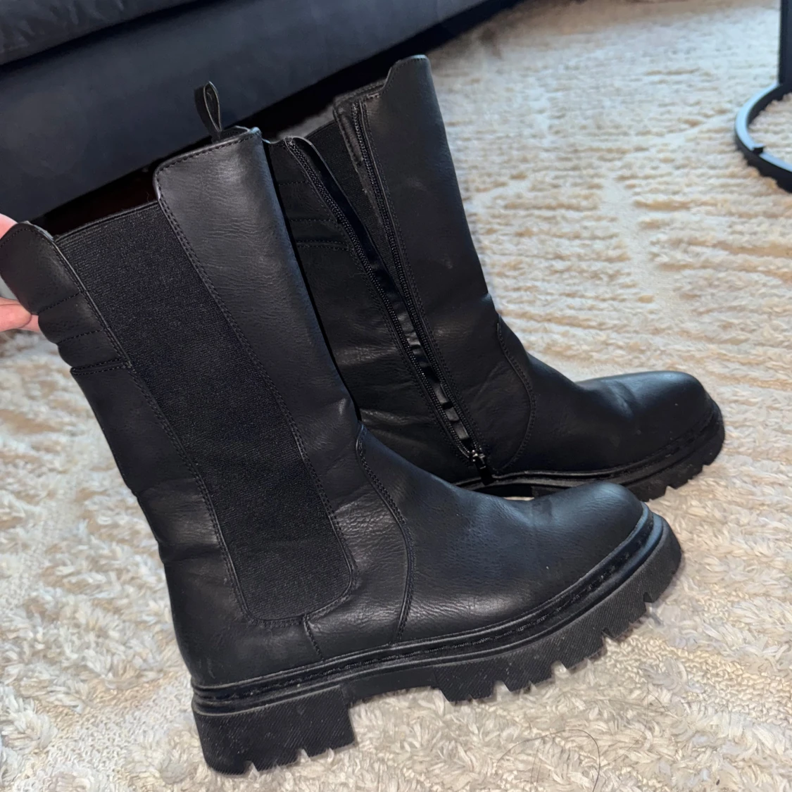 Svarta boots med dragkedja - 90