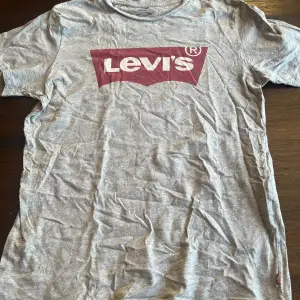 Säljer en grå t-shirt från Levi's i storlek S. Den har en klassisk design med det ikoniska Levi's-logotypen i rött och vitt på bröstet. Perfekt för en avslappnad stil och passar till det mesta. T-shirten är i bomull och har korta ärmar. ❤️