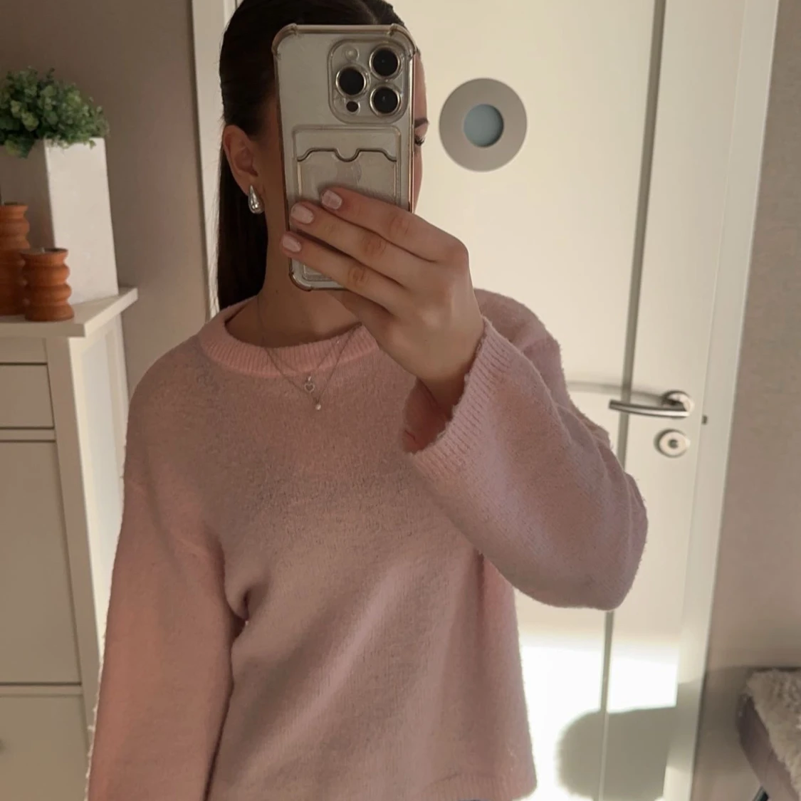 Rosa stickad tröja - 90