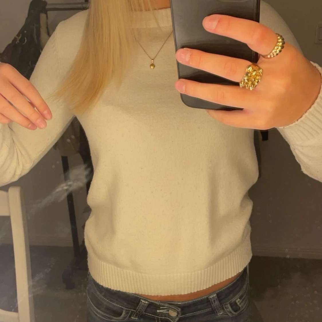 Vit stickad tröja  - 91