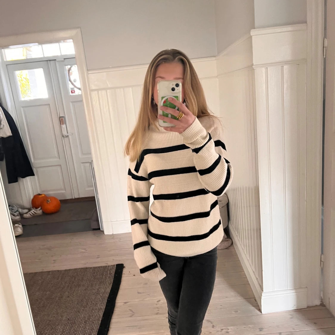 Randig söt stickad tröja - 90