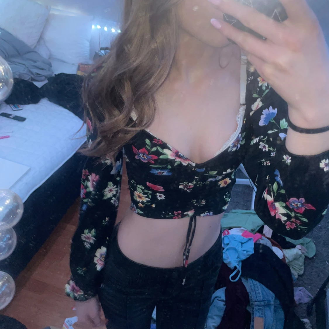 Blommig croppad topp från H&M