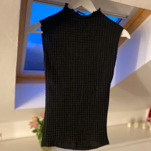 Svart ribbad ärmlös topp - Snygg svart ribbad topp med hög hals och ärmlös design. Perfekt för lager-på-lager eller som den är. Enkel och stilren, passar till många olika outfits.