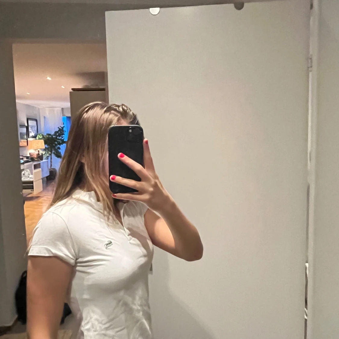 Vit kortärmad pikétröja från Lacoste - 91