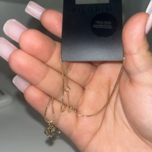 Guldhalsband med korsberlock från Pilgrim - Elegant guldhalsband från Pilgrim med en vacker korsberlock. Kedjan är tunn och smidig, perfekt för att bära varje dag eller vid speciella tillfällen. Berlocken har en detaljerad design som ger en stilren look.