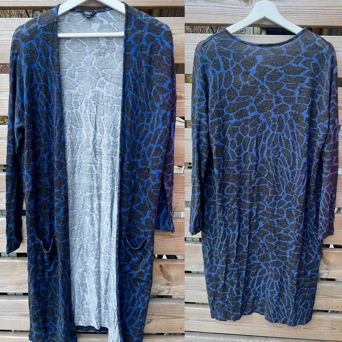 Snygg lång finstickad kofta med fickor