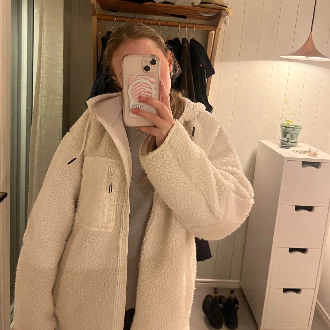 Vit teddyjacka  - 91