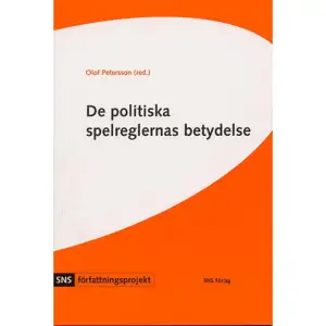 Den folksuveränitetsprincip som ligger till grund för det demokratiska styrelsesättet innebär att all offentlig makt utgår från folket. Demokratin är en ordnad form för maktutövning och den demokratiska processen organiseras genom en uppsättning spelregler.  Denna bok samlar fyra studier som på olika sätt analyserar de politiska spelreglernas betydelse. Dessa undersökningar har fungerat som underlag för slutsatserna i Demokratirådets rapport (Demokratins grundlag), men de har så stort självständigt intresse att de publiceras i bokform. Läsaren får därmed en inblick i aktuell forskning om demokratins konstitutionella förutsättningar.  Birgitta Swedenborg (nationalekonom och forskningsledare vid SNS) redovisar en omfattande ekonomisk forskning om effekterna av valsystem, folkomröstningar, decentralisering och parlamentets organisering.  Allen Schick (professor vid universitetet i Maryland och forskare vid Brookinginstitutet i Washington) diskuterar, med utgångspunkt i amerikanska erfarenheter, hur folkvalda politiker kan få ett sakligt och kvalificerat underlag för sina beslut.  Lauri Karvonen och Björn Grönholm (statsvetare vid Åbo Akademi) visar att ett nytt valsystem skulle få dramatiska konsekvenser för svensk politik.  Magnus Enzell (fil.dr i statskunskap vid Stockholms universitet) går igenom ett århundrades författningsdebatt och gör en kartläggning av Sveriges konstitutionella kultur.  Boken har redigerats av Olof Petersson, forskningsledare vid SNS.     Format Häftad   Omfång 122 sidor   Språk Svenska   Förlag SNS Förlag   Utgivningsdatum 2004-06-10   Medverkande Olof Petersson   ISBN 9789171509611  