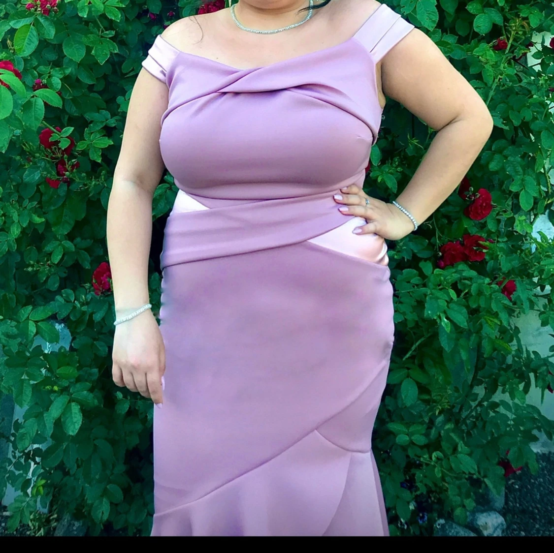 Rosa långklänning för bröllop