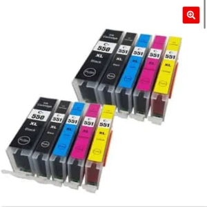 Skrivpatroner - Skrivpatroner för skrivare canon  Läs på bilden för typ och egenskaper Storlek på patroner är PGI-550 XL CLI-551 XL  2x5 färg pbk-bk-c-m-y Alltså 2 set