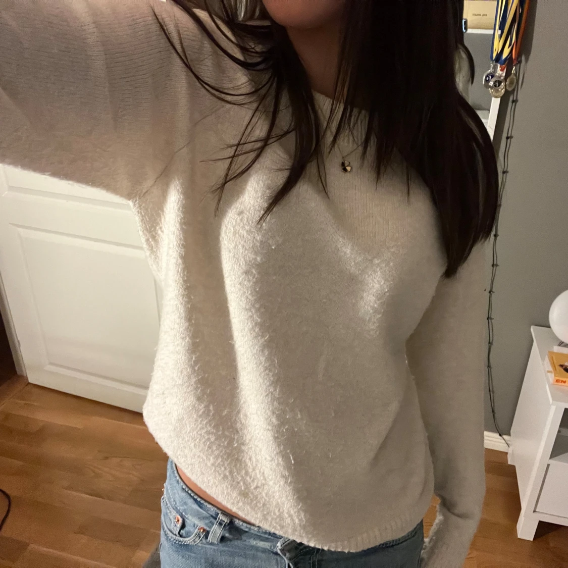 Vit Stickad Tröja - 90