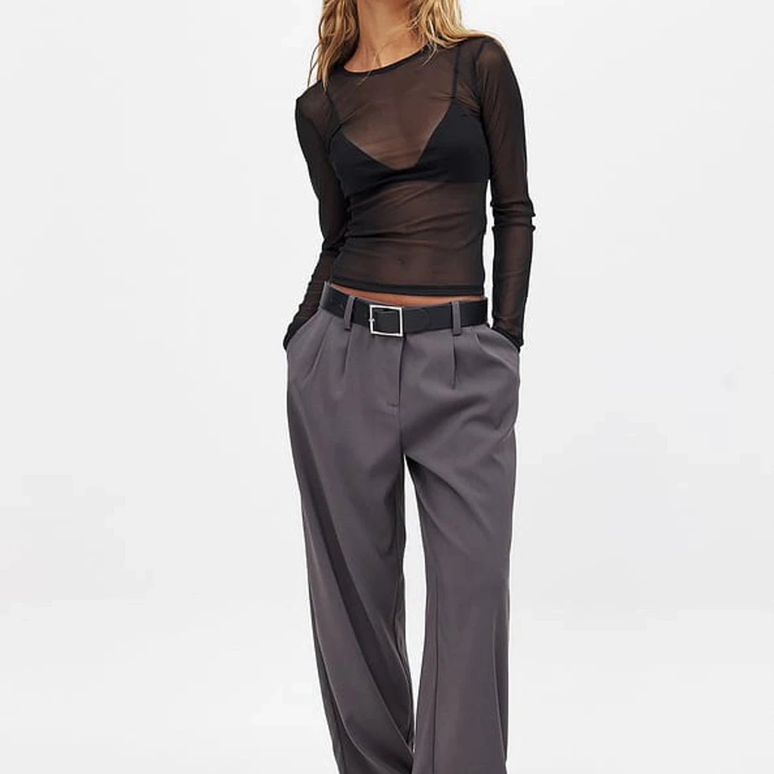 Svart Genomskinlig långärmad tröja  - 91