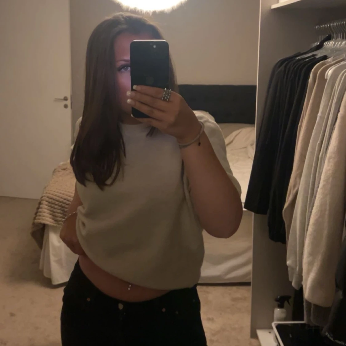 kortärmad stickad tröja 