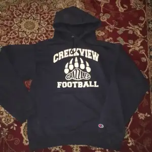 Fet champion hoodie från 2000 talet. Bra skick för att vara så gammal och inga större defekter som hål osv. Storlek S kan även passa nån med M