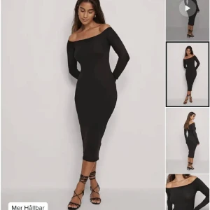 Svart offshoulder klänning - Snygg svart offshoulder klänning från NA-KD! Klänningen säljs då den inte kommit till användning någon gång! 🫶🏼