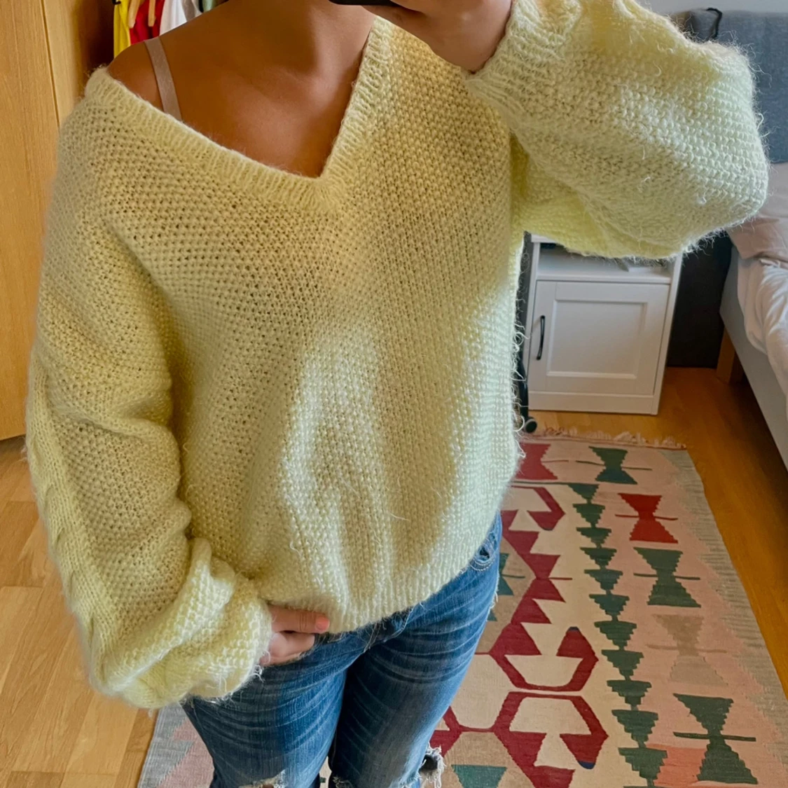 Stickad gul tröja - 90