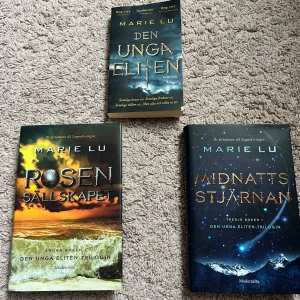 Den unga eliten trilogin  - De 3 böckerna från Marie Lus bokserie ”den unga eliten”. Alla 3 böckerna är i bra skick och värda att läsa🤩 Första boken är en pocket och de andra två delarna är inbundna.