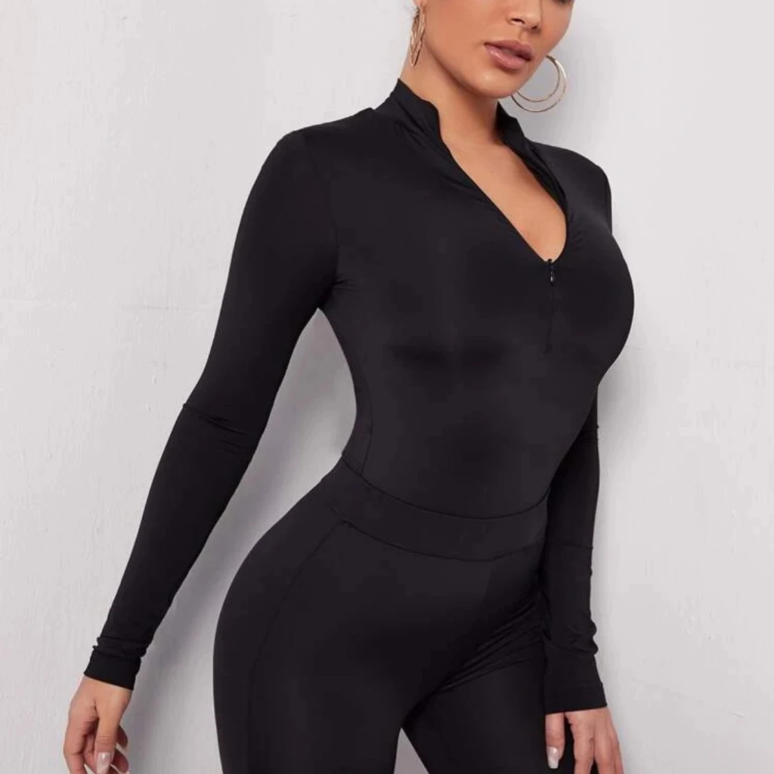 SXY Zip Half Placket Fitted Tee - 91