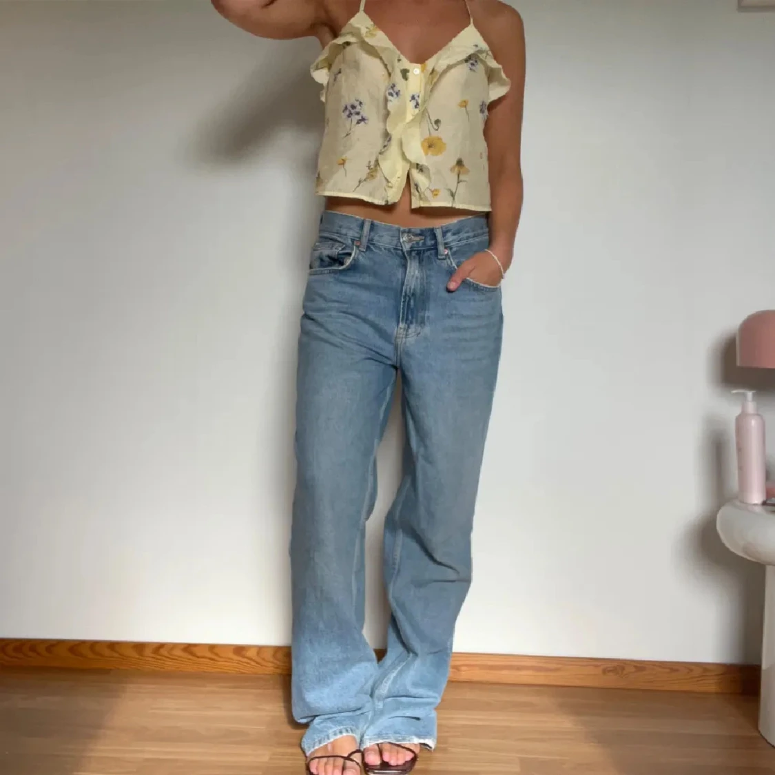 Gul blommig linnetopp - 1