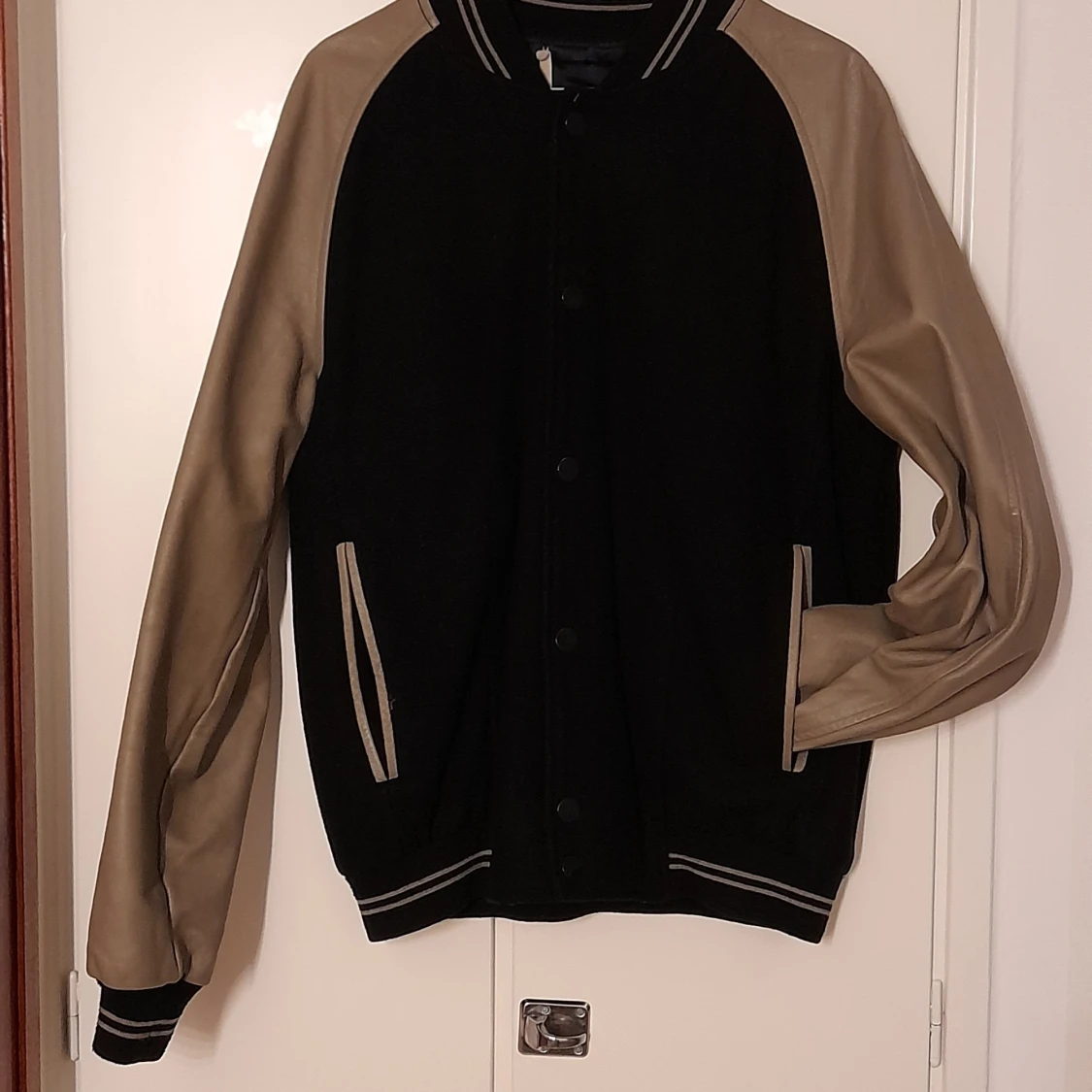 Leather and fabrik man jacket