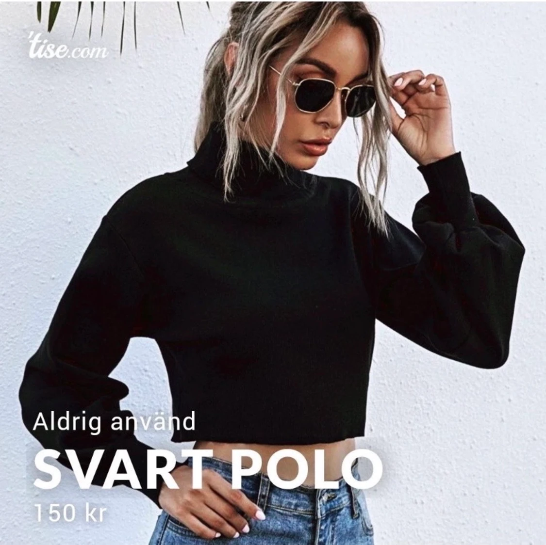 Stickad polotröja strl S