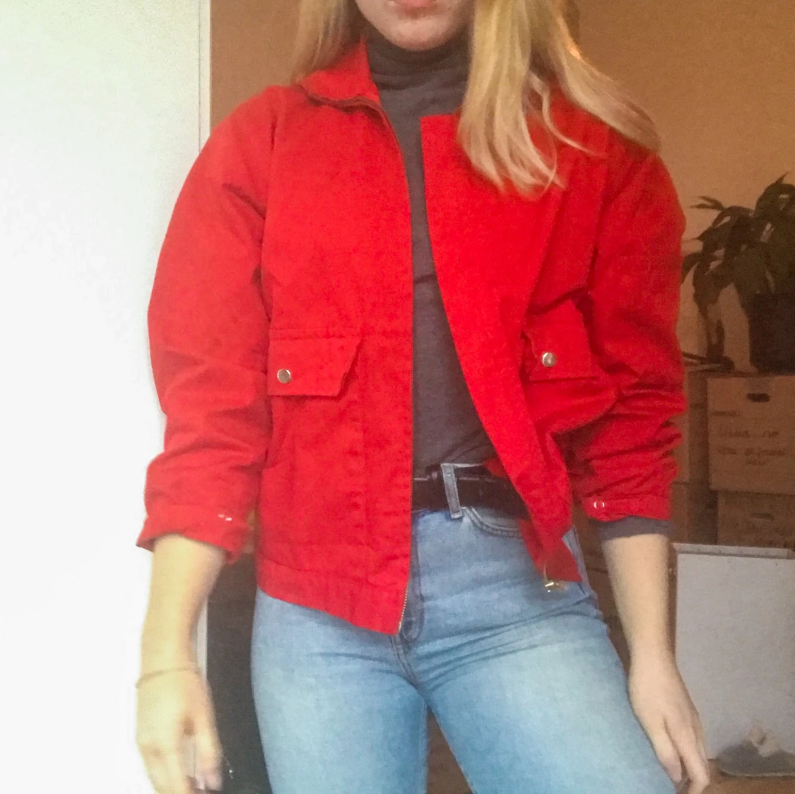 Brandröd övergångsjacka, oversize 