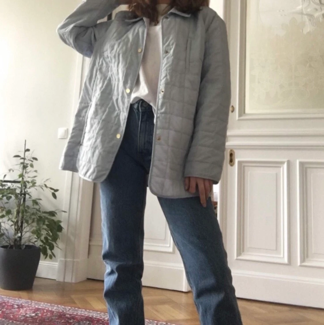 ljusblå tunn dunjacka - 90