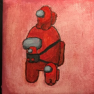 Mini tavla - Among us barnvakt - Detta är en liten tavla med storleken 10x10 cm. Målad med akrylfärg. Betalningen sker via swish